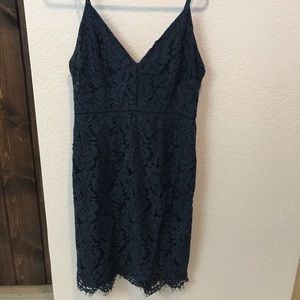 ASTR Navy Lace Cocktail Dress